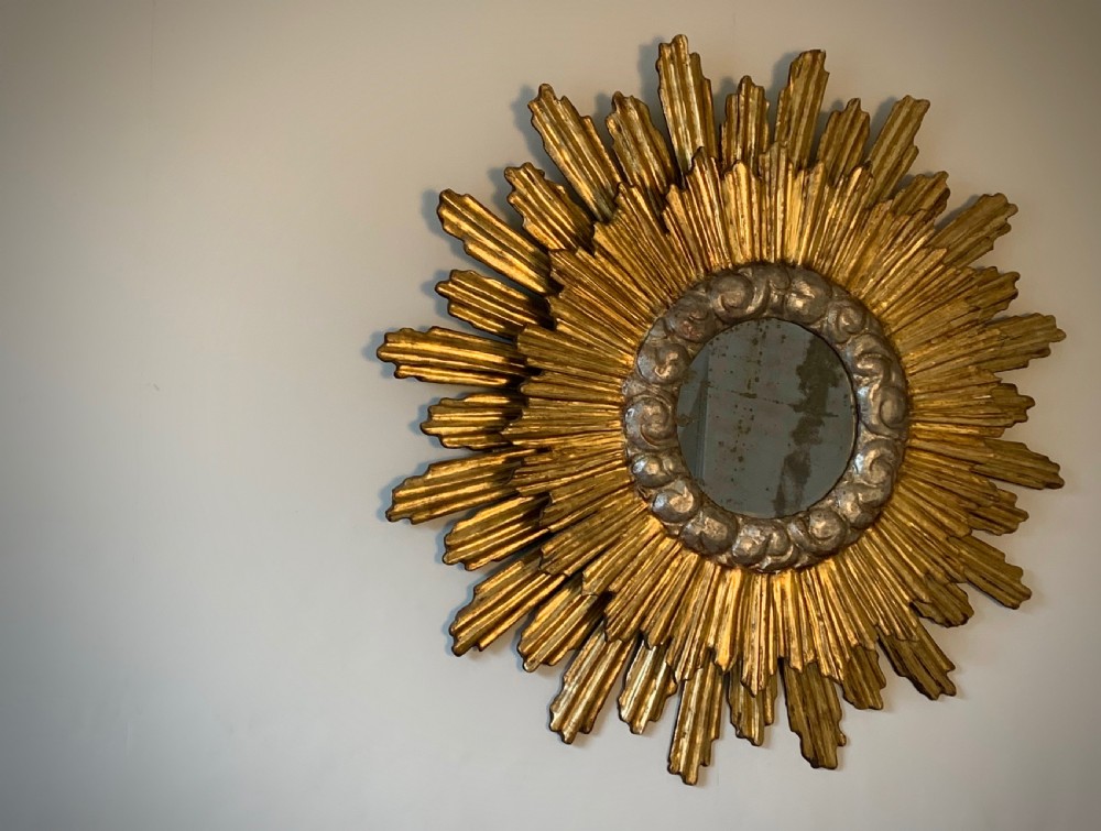 ART DECO GILTWOOD SUNBURST WALL MIRROR - FRENCH View XI