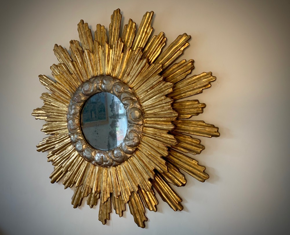 ART DECO GILTWOOD SUNBURST WALL MIRROR - FRENCH View XII