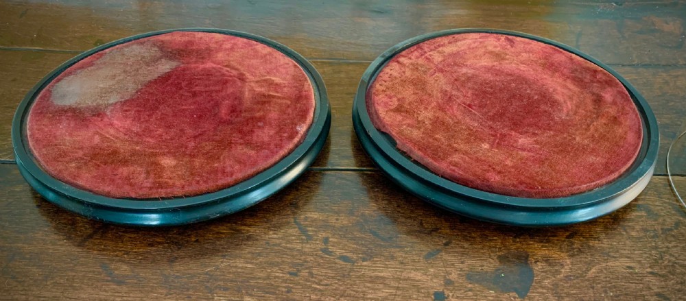 LARGE PAIR OF VICTORIAN HAND BLOWN GLASS DOMES ON EBONISED BASES View VI