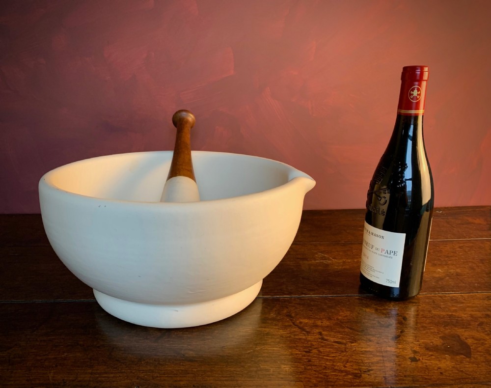 MONUMENTAL PESTLE AND MORTAR IN WHITE STONEWARE View II