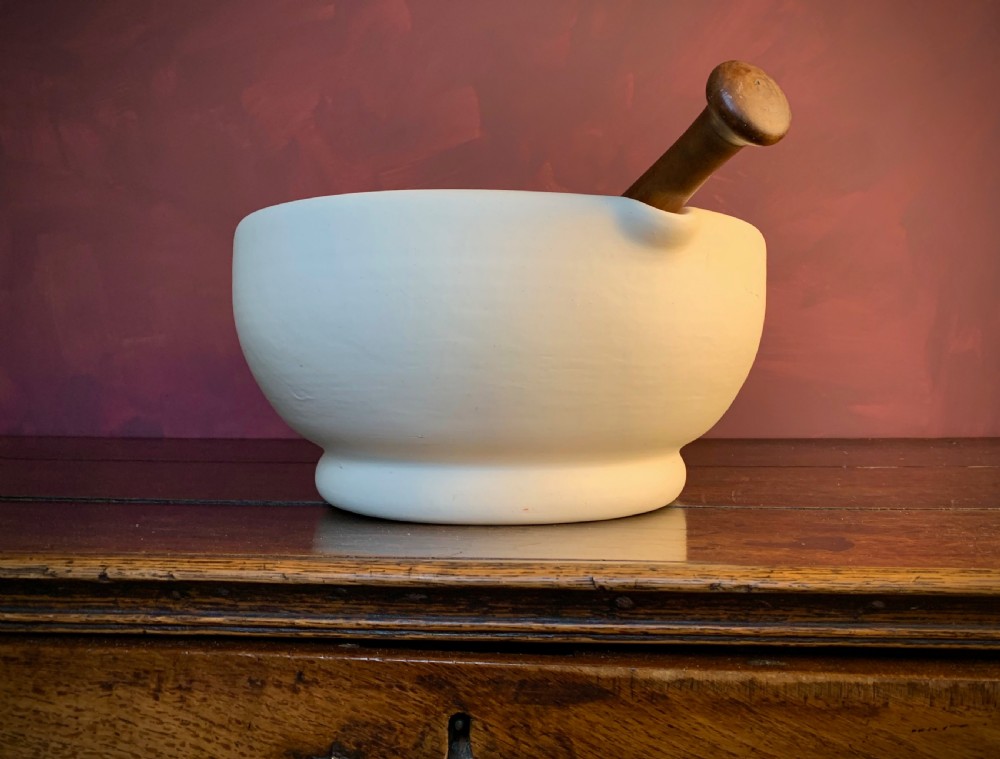 MONUMENTAL PESTLE AND MORTAR IN WHITE STONEWARE View III