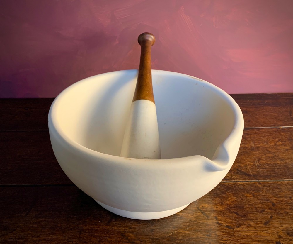 MONUMENTAL PESTLE AND MORTAR IN WHITE STONEWARE View IV