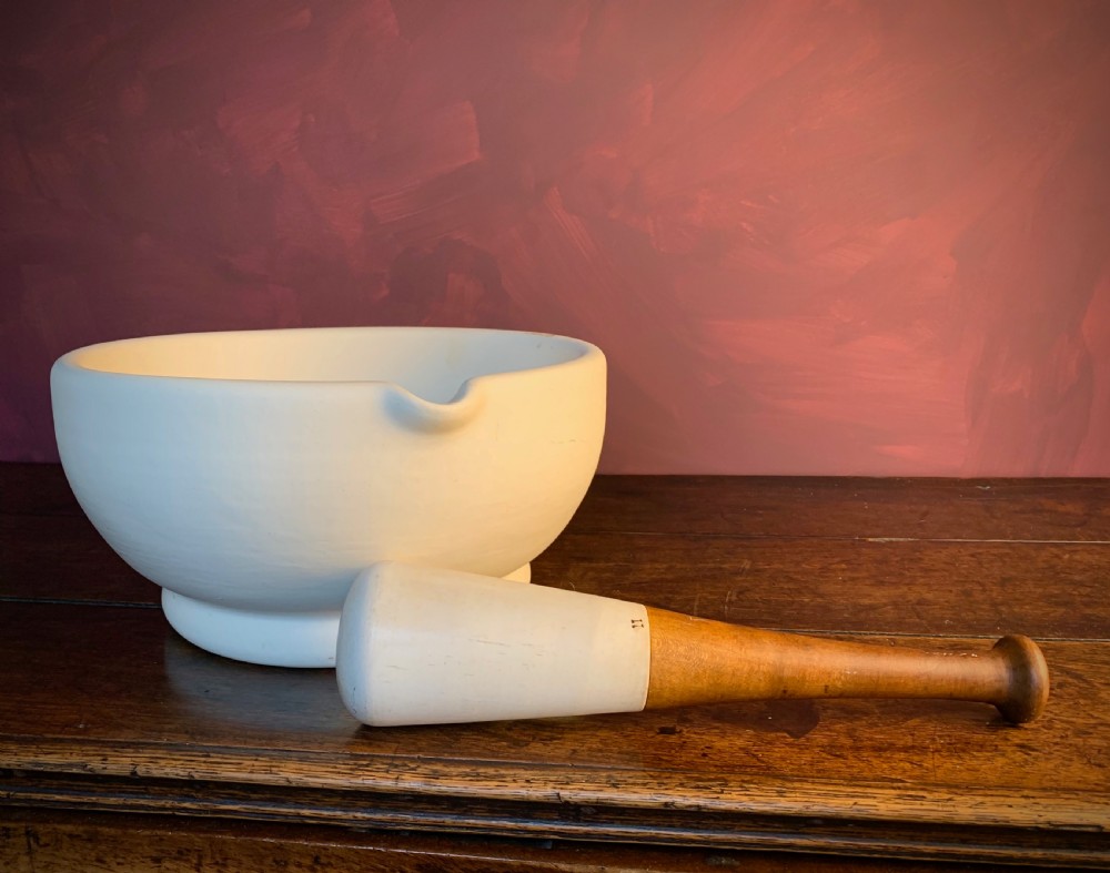 MONUMENTAL PESTLE AND MORTAR IN WHITE STONEWARE View V