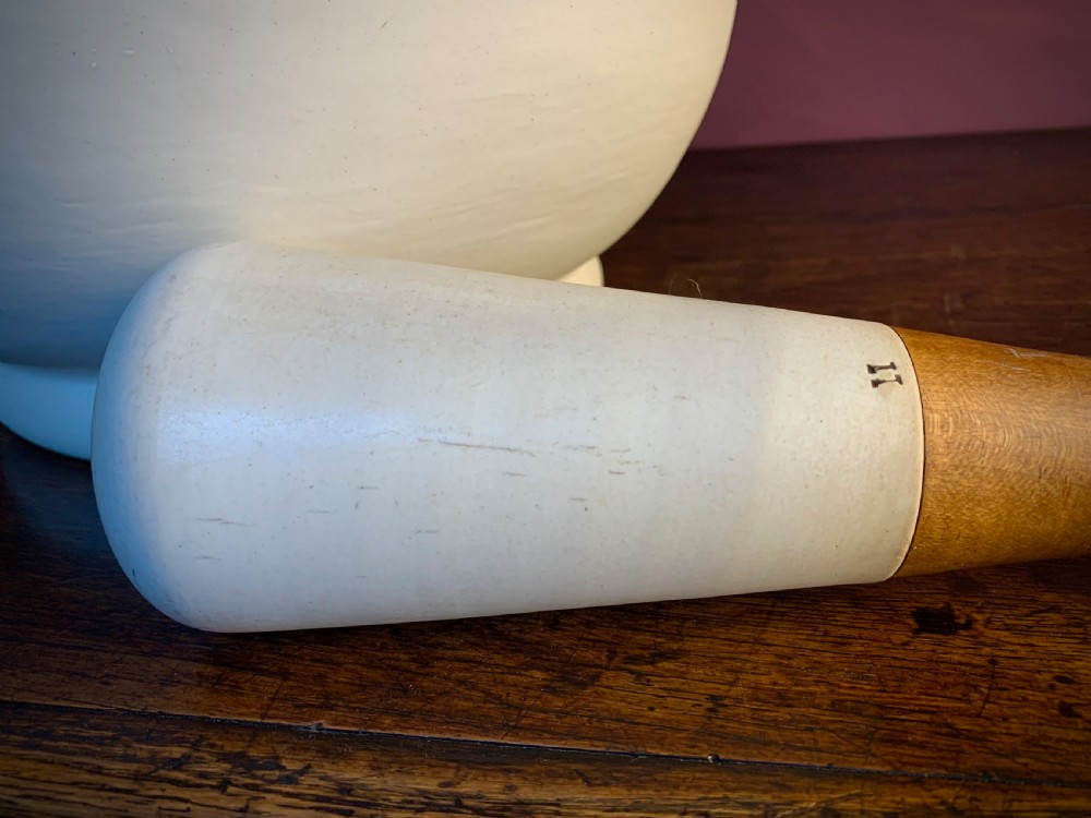 MONUMENTAL PESTLE AND MORTAR IN WHITE STONEWARE View VI