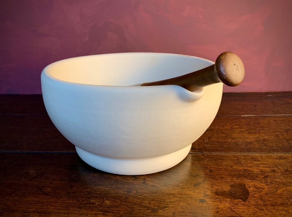 MONUMENTAL PESTLE AND MORTAR IN WHITE STONEWARE View XIII