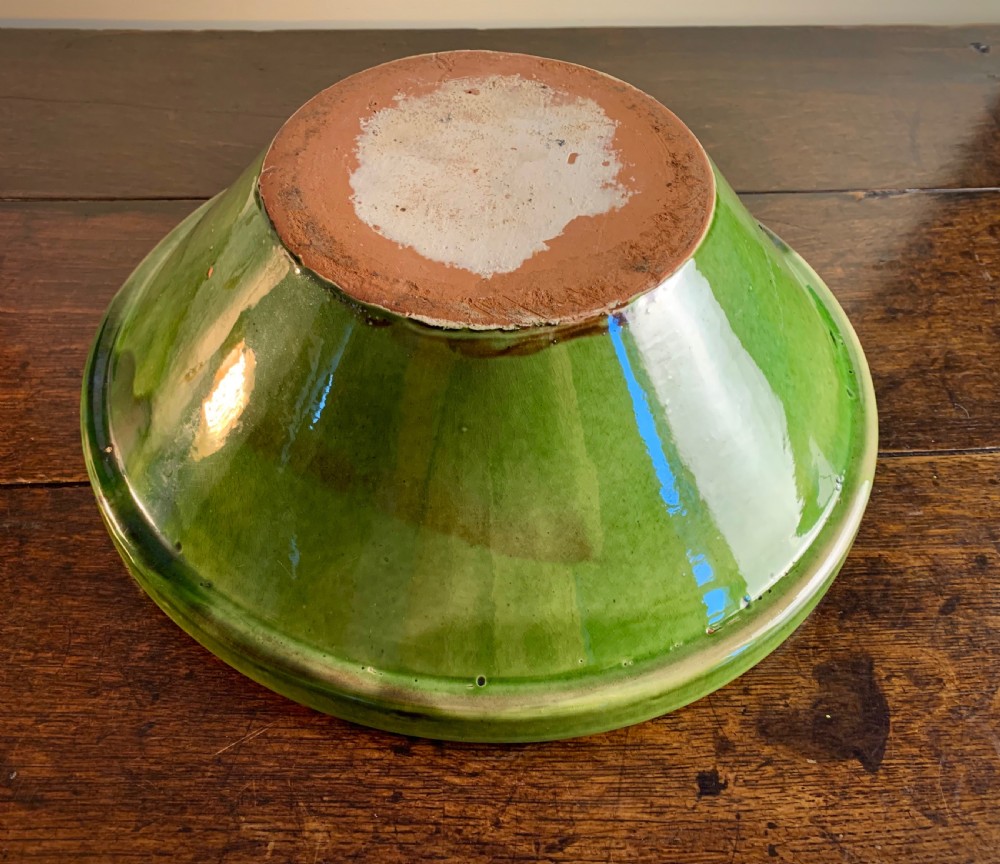 EDWARDIAN GREEN PANCHEON - DAIRY OR DOUGH BOWL. View II
