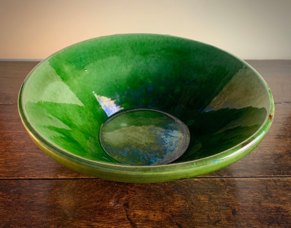 EDWARDIAN GREEN PANCHEON - DAIRY OR DOUGH BOWL. View III