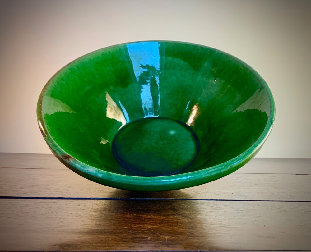EDWARDIAN GREEN PANCHEON - DAIRY OR DOUGH BOWL. View IV