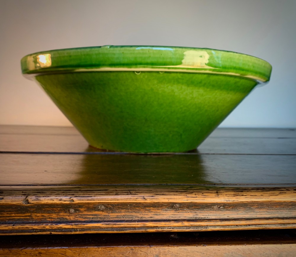 EDWARDIAN GREEN PANCHEON - DAIRY OR DOUGH BOWL. View V
