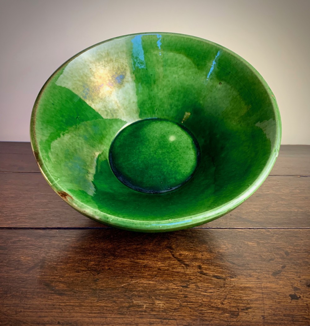 EDWARDIAN GREEN PANCHEON - DAIRY OR DOUGH BOWL. View VI