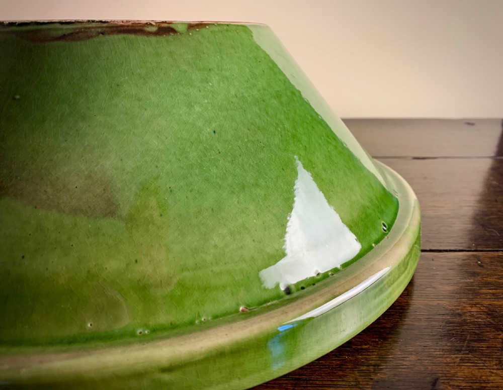 EDWARDIAN GREEN PANCHEON - DAIRY OR DOUGH BOWL. View VII