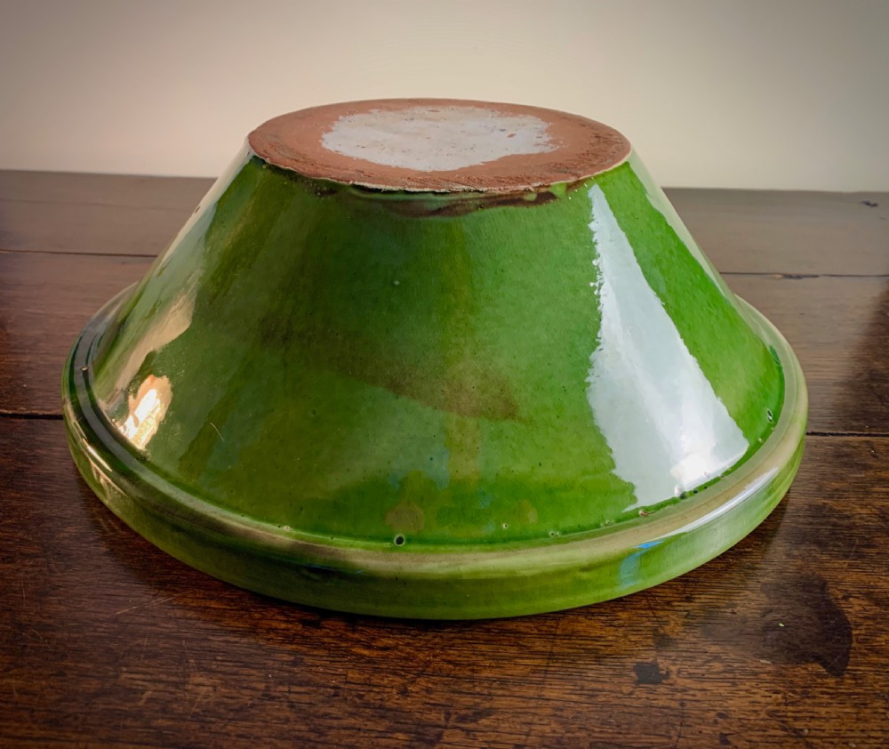 EDWARDIAN GREEN PANCHEON - DAIRY OR DOUGH BOWL. View VIII