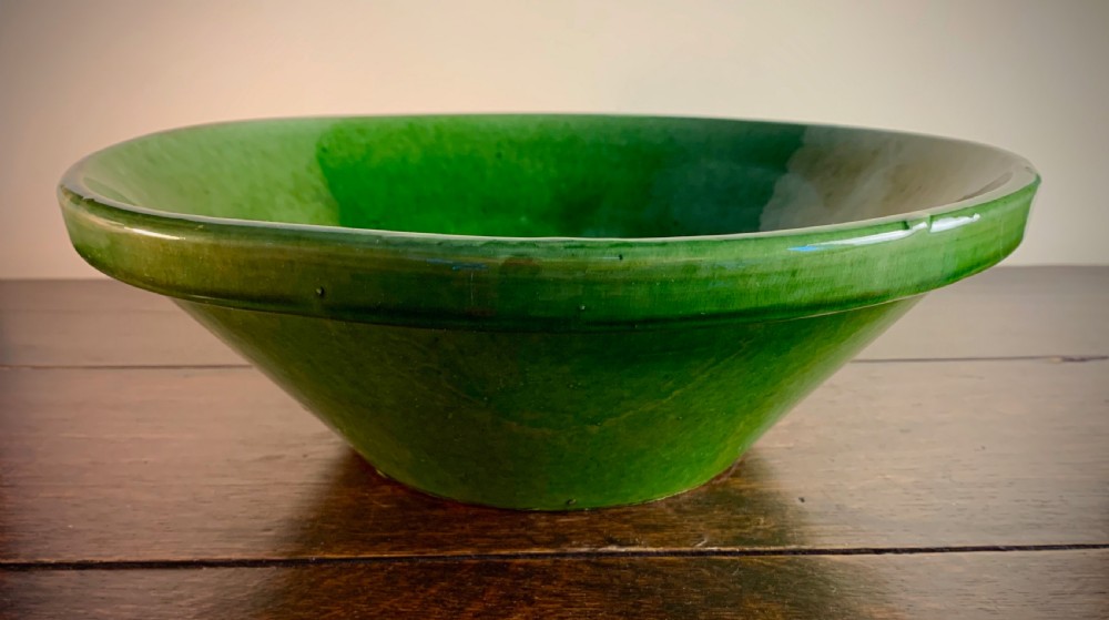 EDWARDIAN GREEN PANCHEON - DAIRY OR DOUGH BOWL. View XII
