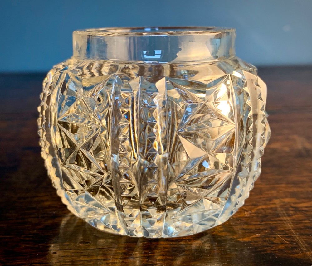 VICTORIAN SILVER LIDDED CUT GLASS DRESSING TABLE POT View IV