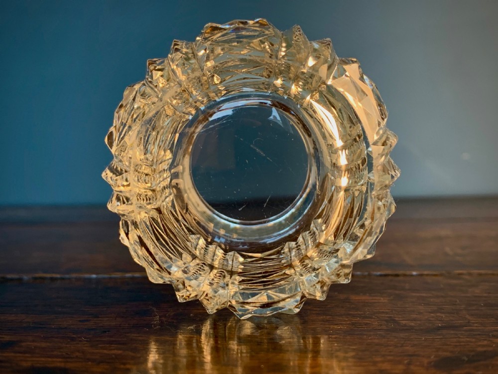 VICTORIAN SILVER LIDDED CUT GLASS DRESSING TABLE POT View VI