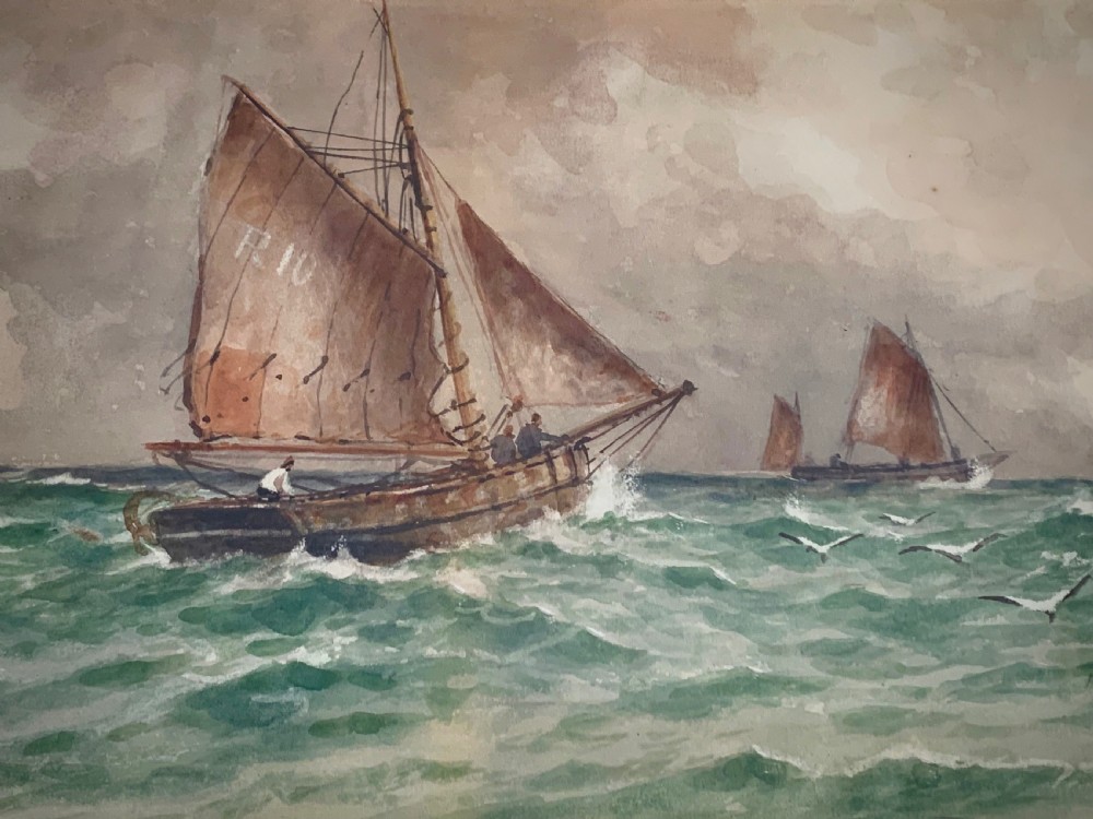 LARGE WATERCOLOUR - ‘TRAWLERS OFF SPITHEAD’ BY WILLIAM HENRY PEARSON View V