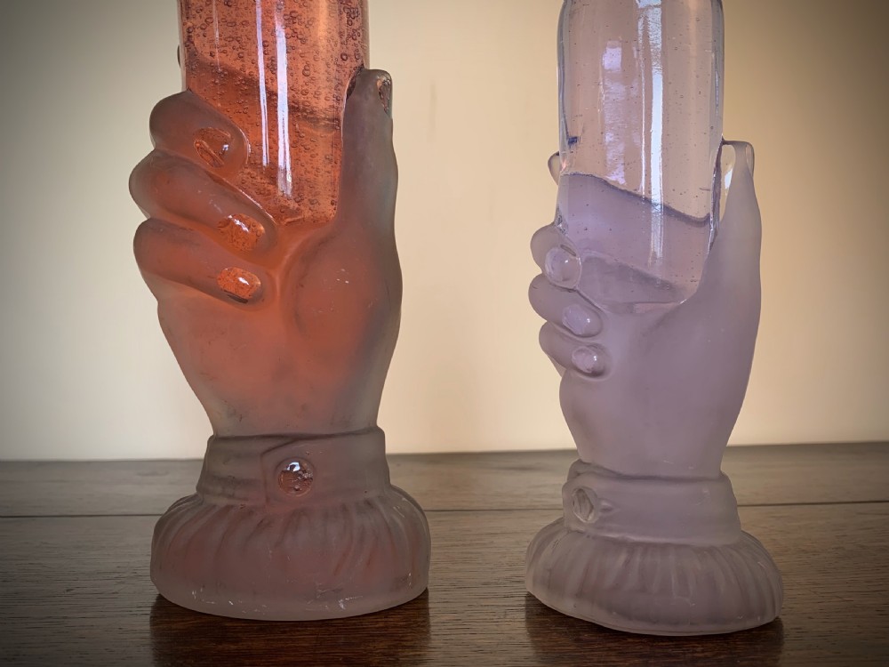 PAIR OF FRENCH ART NOUVEAU GLASS BOUDOIR BOTTLES - LEGRAS & CIE. View IV