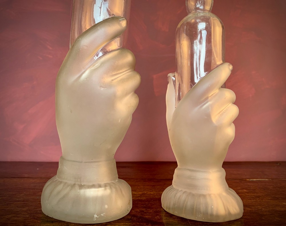 PAIR OF FRENCH ART NOUVEAU GLASS BOUDOIR BOTTLES - LEGRAS & CIE. View VII