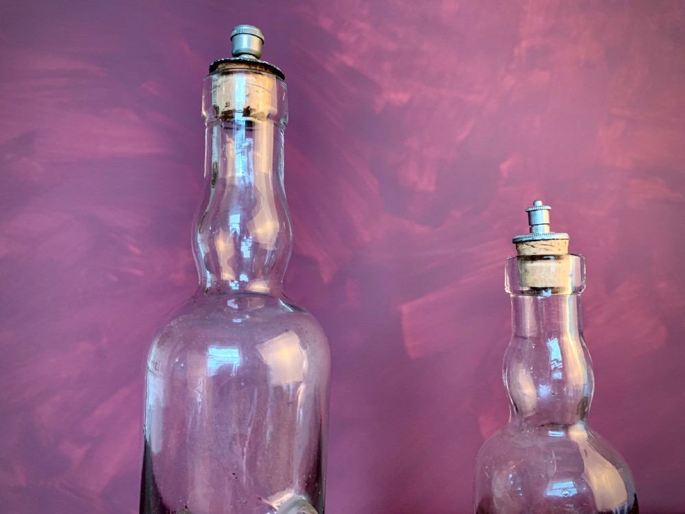 PAIR OF FRENCH ART NOUVEAU GLASS BOUDOIR BOTTLES - LEGRAS & CIE. View X
