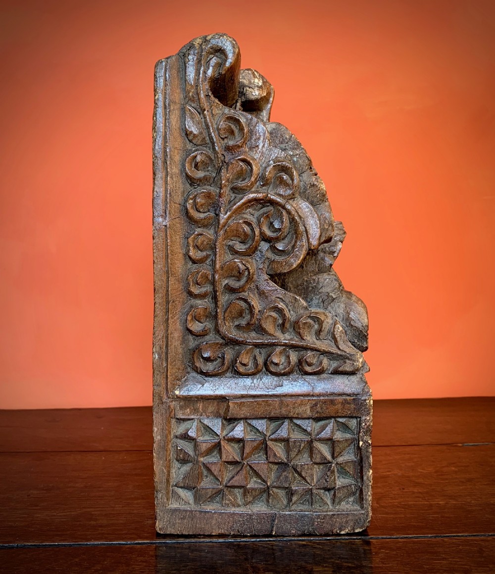 19TH CENTURY INDIAN CARVED TEAK ARCHITECTURAL CORBEL View II