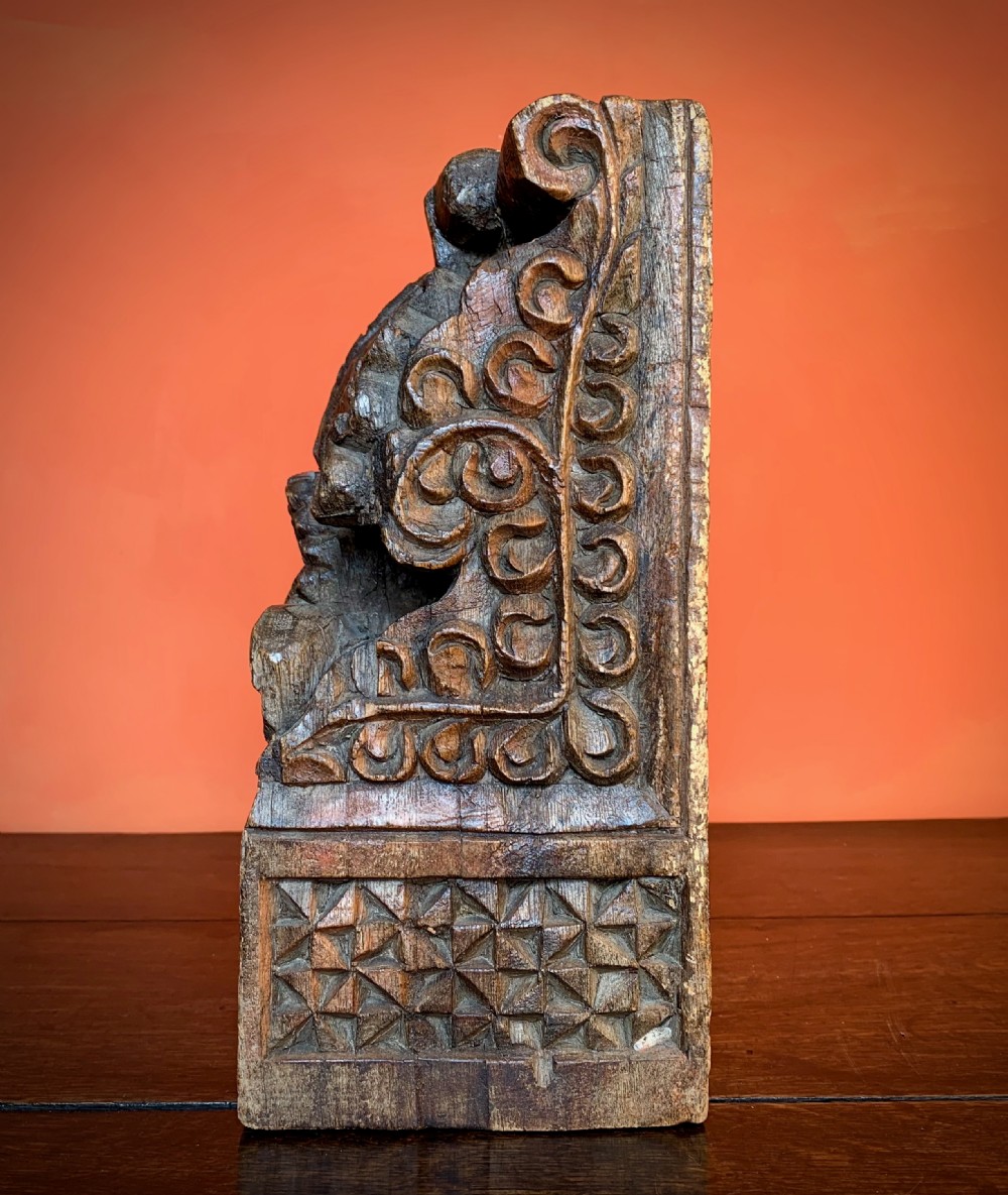 19TH CENTURY INDIAN CARVED TEAK ARCHITECTURAL CORBEL View III