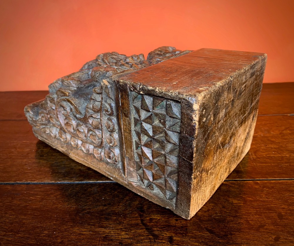 19TH CENTURY INDIAN CARVED TEAK ARCHITECTURAL CORBEL View IV