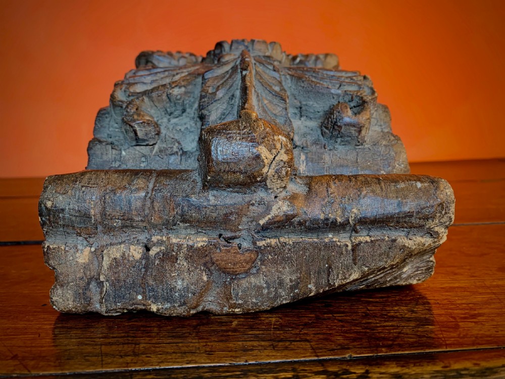 19TH CENTURY INDIAN CARVED TEAK ARCHITECTURAL CORBEL View VI