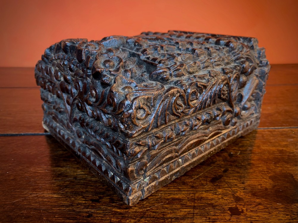 19TH  CENTURY INDIAN CARVED TEAK ARCHITECTURAL CORBEL. View VI