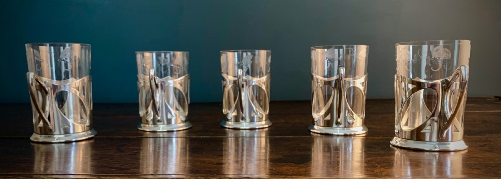 WMF ART NOUVEAU SILVER PLATE & ENGRAVED CRYSTAL CUPS View VIII