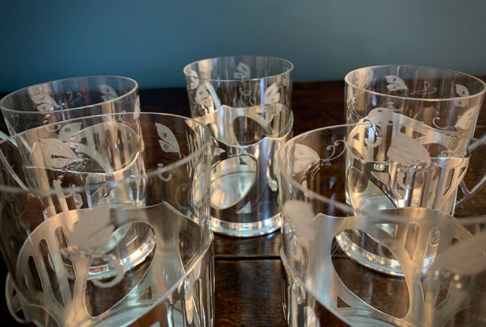 WMF ART NOUVEAU SILVER PLATE & ENGRAVED CRYSTAL CUPS View XIX