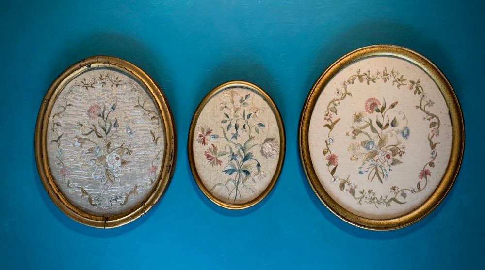 THREE SILK EMBROIDERIES BY ELIZABETH GRIFFITHS