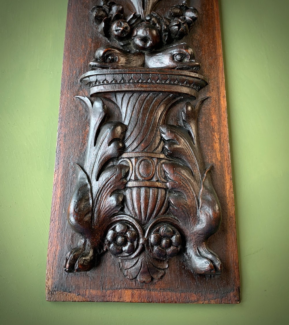 19TH CENTURY CLASSICALLY CARVED MAHOGANY PANEL . View VII