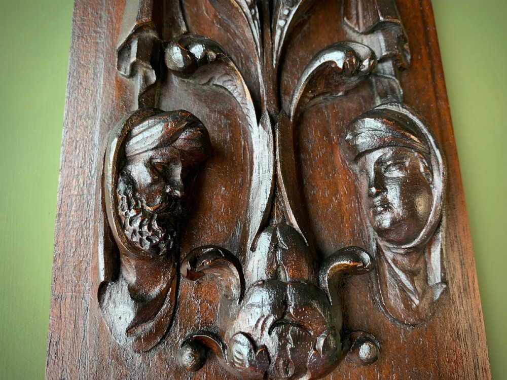 19TH CENTURY CLASSICALLY CARVED MAHOGANY PANEL . View VIII
