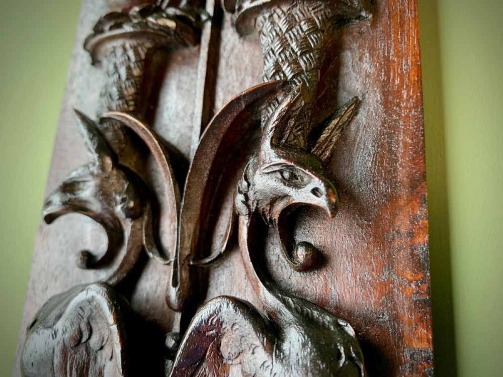 19TH CENTURY CLASSICALLY CARVED MAHOGANY PANEL . View IX