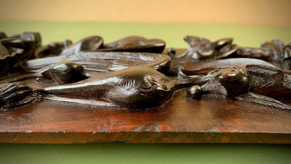 19TH CENTURY CLASSICALLY CARVED MAHOGANY PANEL . View XI
