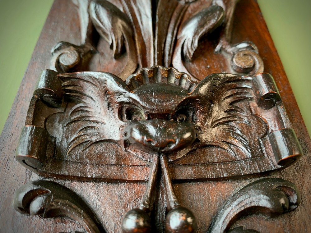 19TH CENTURY CLASSICALLY CARVED MAHOGANY PANEL . View XII