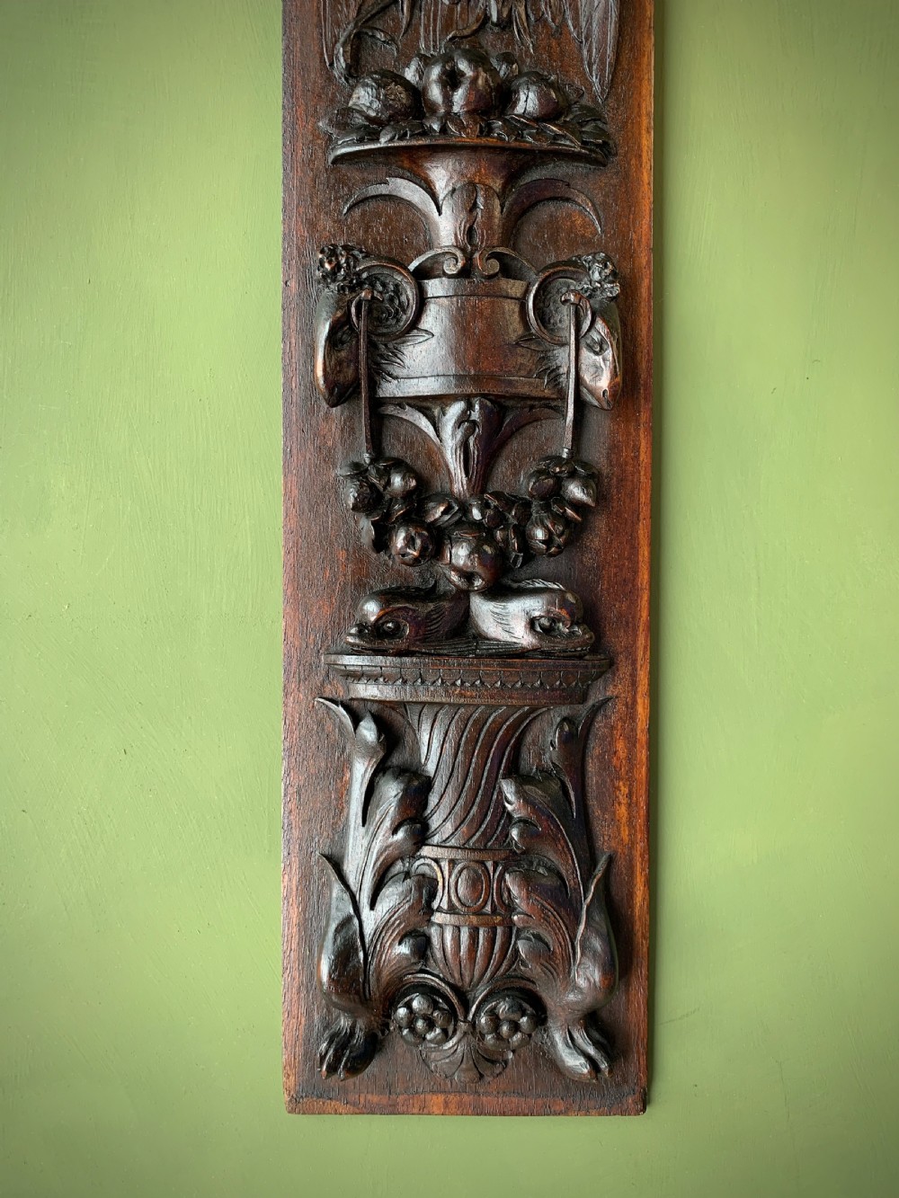 19TH CENTURY CLASSICALLY CARVED MAHOGANY PANEL . View XIII