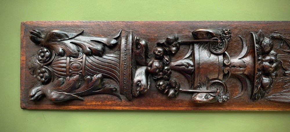 19TH CENTURY CLASSICALLY CARVED MAHOGANY PANEL . View XIV