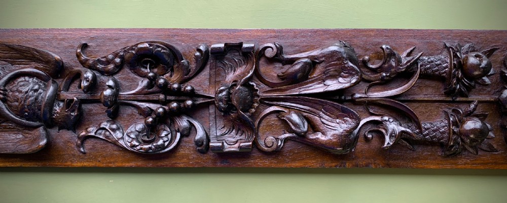 19TH CENTURY CLASSICALLY CARVED MAHOGANY PANEL . View XVI