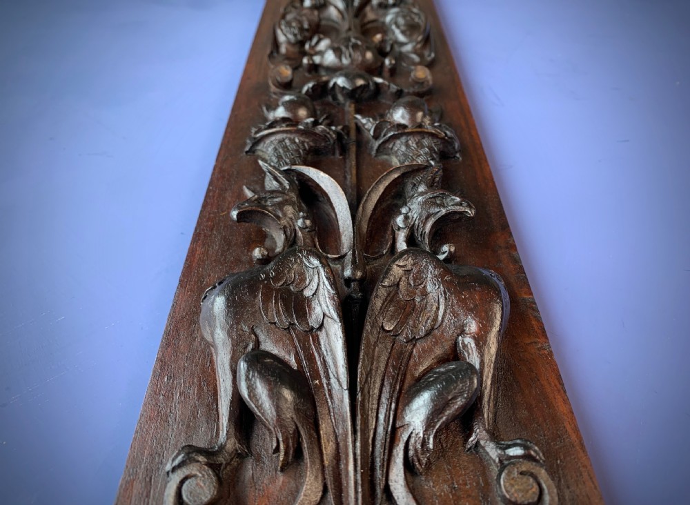 19TH CENTURY CLASSICALLY CARVED MAHOGANY PANEL . View XXV