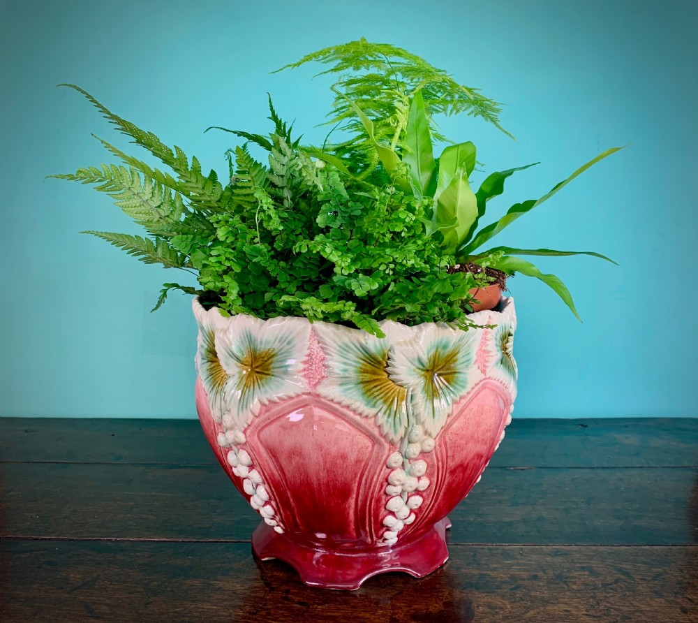 VICTORIAN MAJOLICA JARDINIERE View X