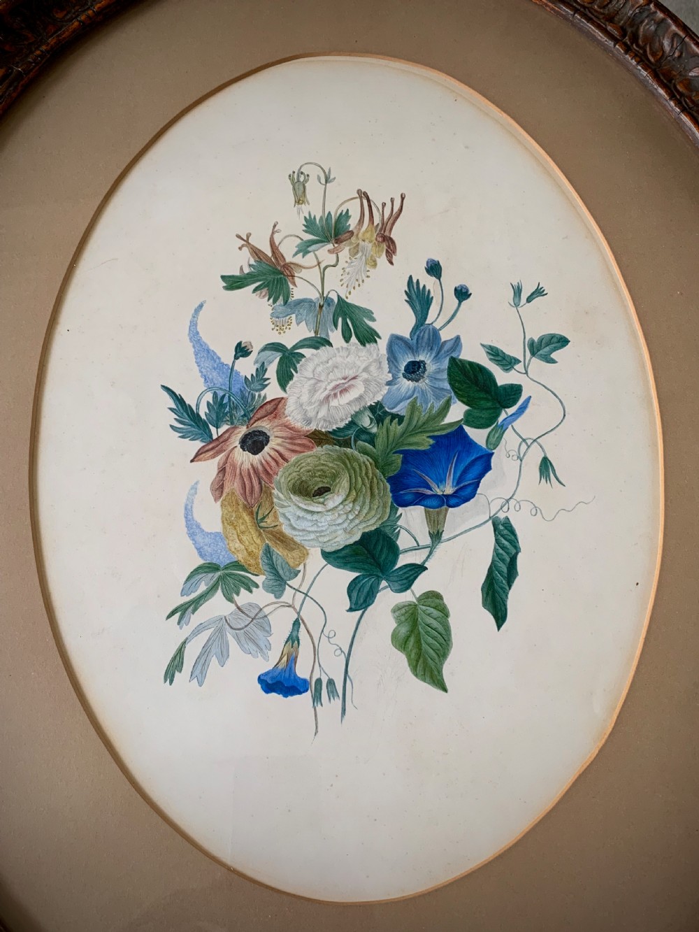 VICTORIAN WATERCOLOUR AND PENCIL PAINTING - STILL LIFE OF FLOWERS View II