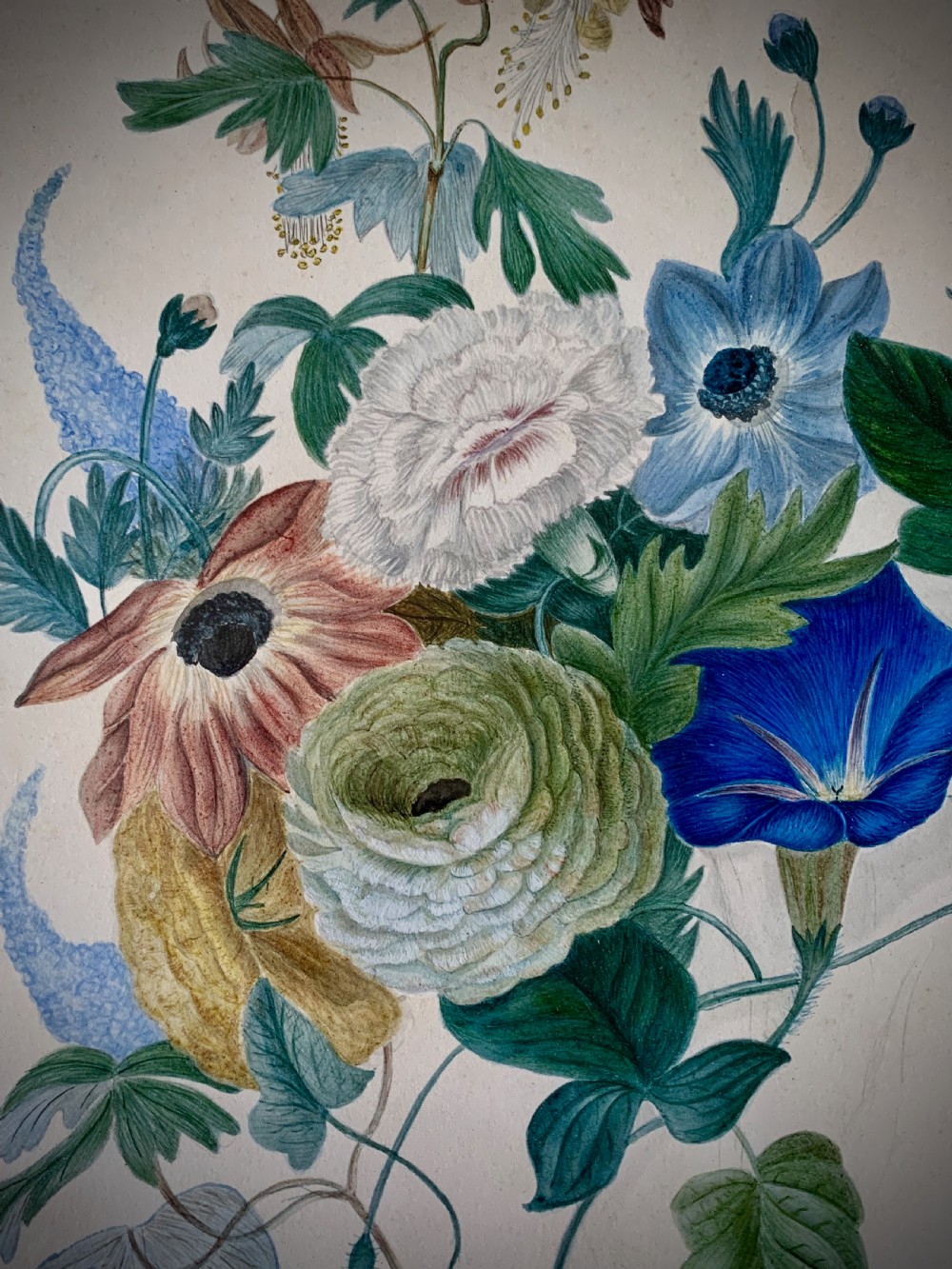 VICTORIAN WATERCOLOUR AND PENCIL PAINTING - STILL LIFE OF FLOWERS View III
