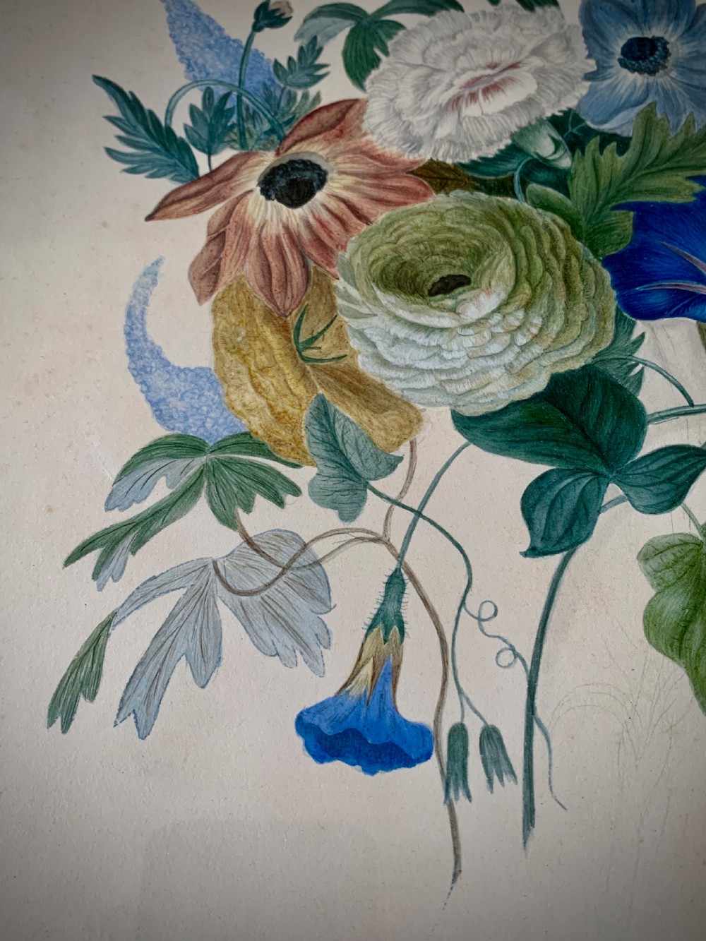 VICTORIAN WATERCOLOUR AND PENCIL PAINTING - STILL LIFE OF FLOWERS View IV