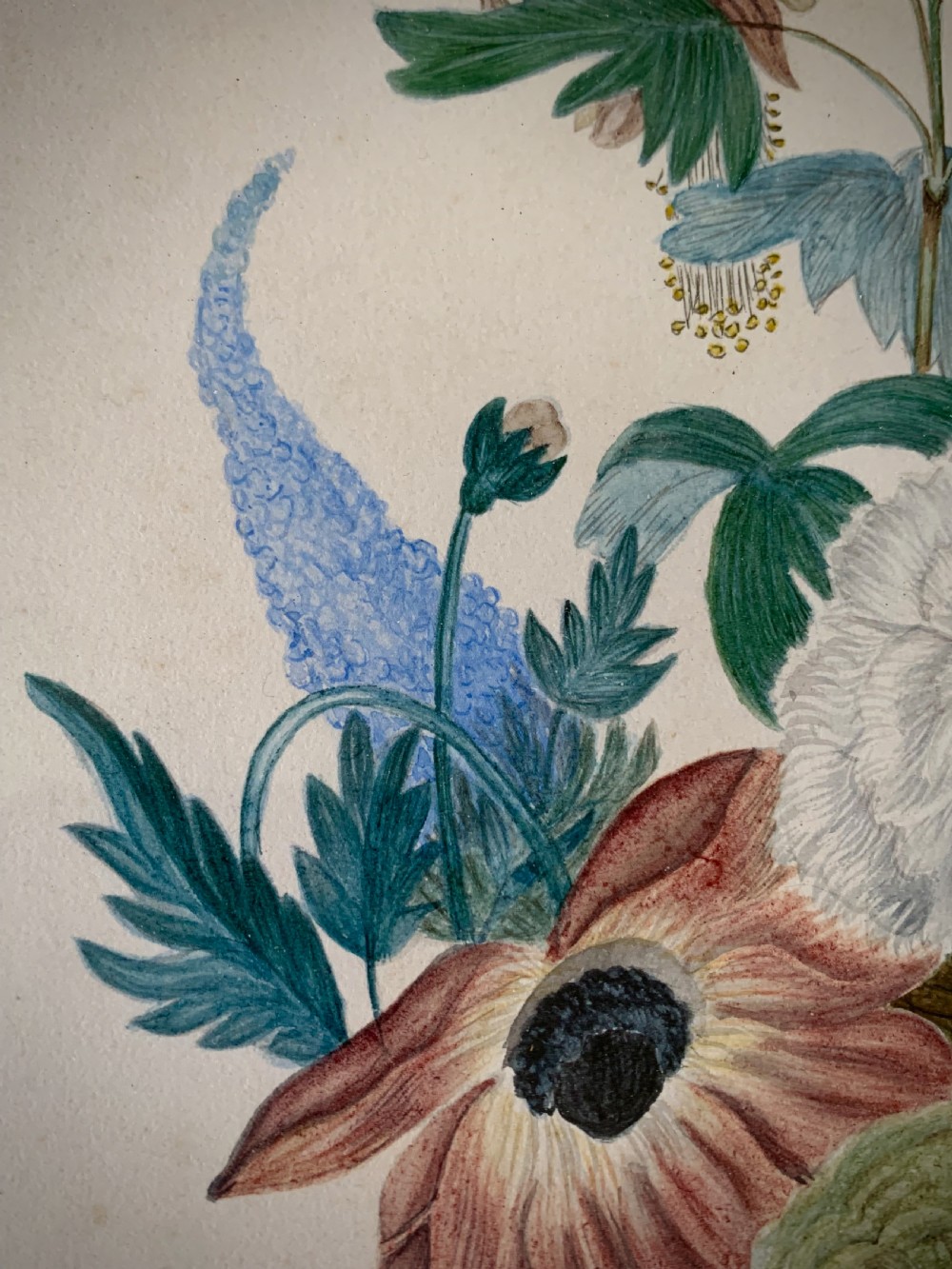 VICTORIAN WATERCOLOUR AND PENCIL PAINTING - STILL LIFE OF FLOWERS View V
