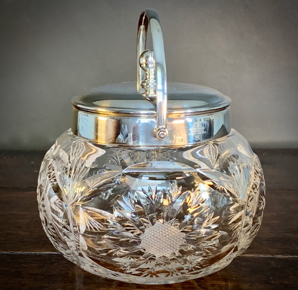 MAPPIN AND WEBB CUT CRYSTAL AND SILVER PLATED BISCUIT BARREL. / ICE BUCKET View IV