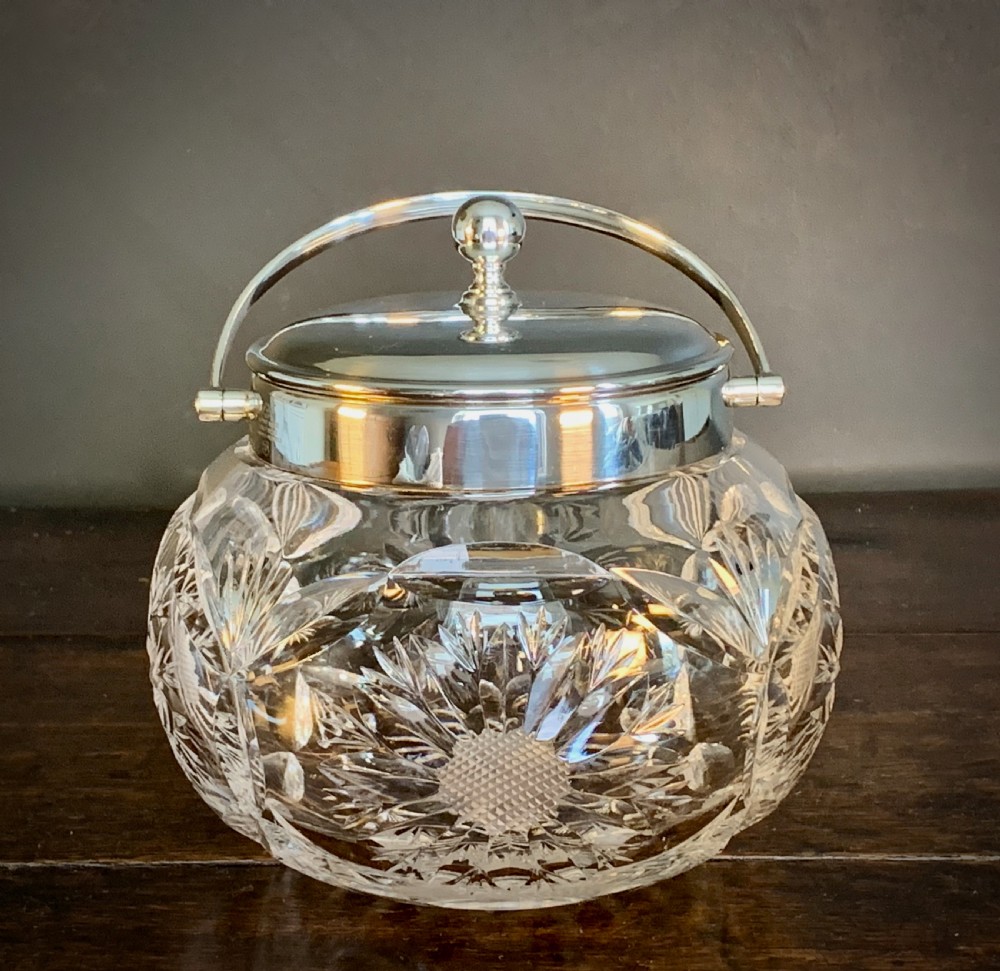 MAPPIN AND WEBB CUT CRYSTAL AND SILVER PLATED BISCUIT BARREL. / ICE BUCKET View X