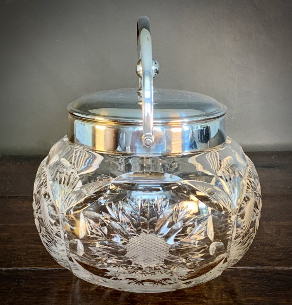 MAPPIN AND WEBB CUT CRYSTAL AND SILVER PLATED BISCUIT BARREL. / ICE BUCKET View XI