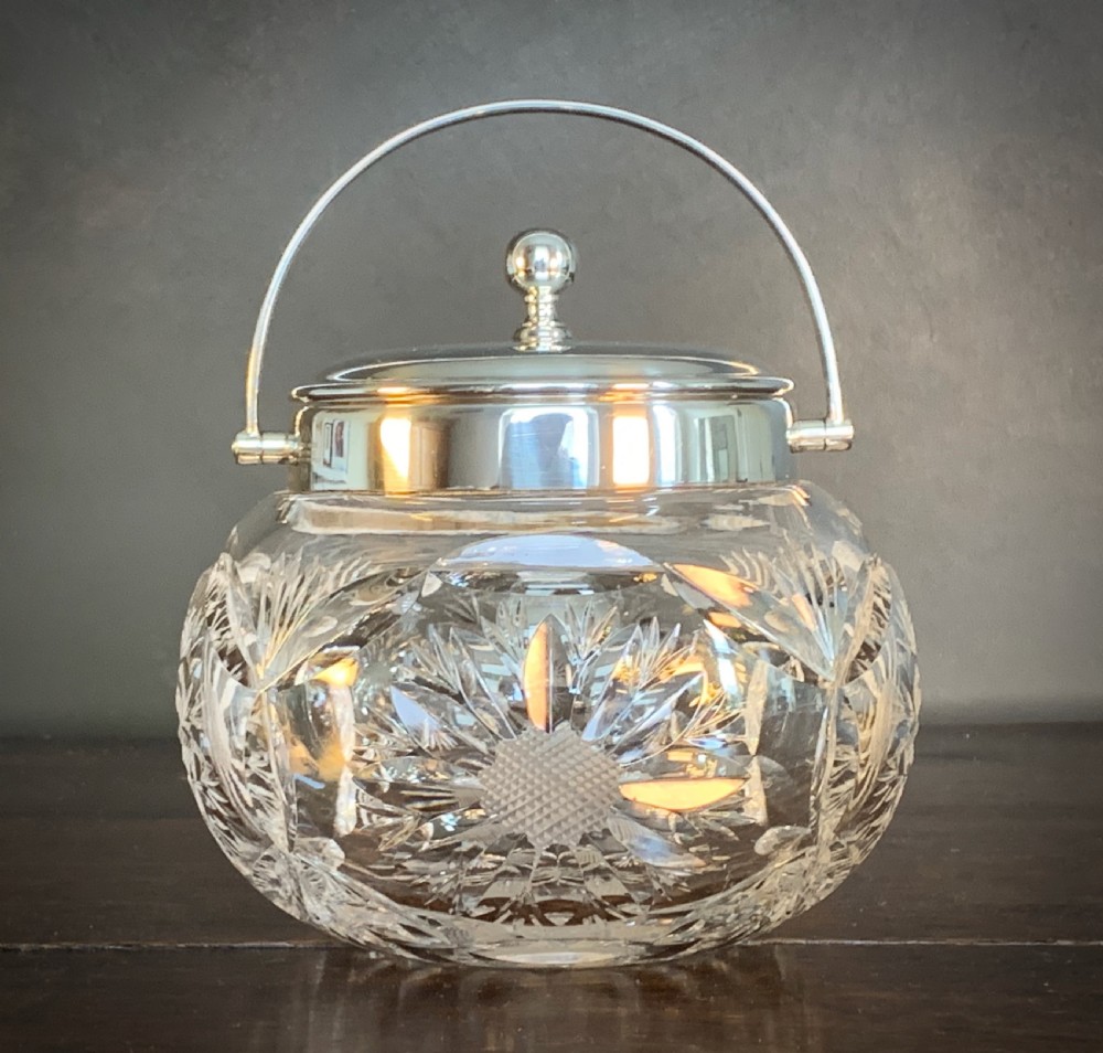 MAPPIN AND WEBB CUT CRYSTAL AND SILVER PLATED BISCUIT BARREL. / ICE BUCKET View XII