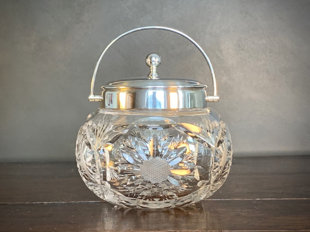 MAPPIN AND WEBB CUT CRYSTAL AND SILVER PLATED BISCUIT BARREL. / ICE BUCKET View XIV